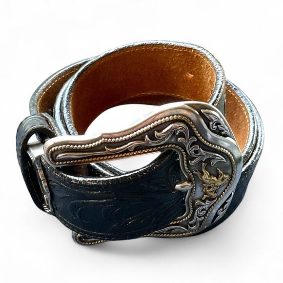 Tony Lama Black Leather Westerly Ride Belt size 36 - Picture 1 of 8